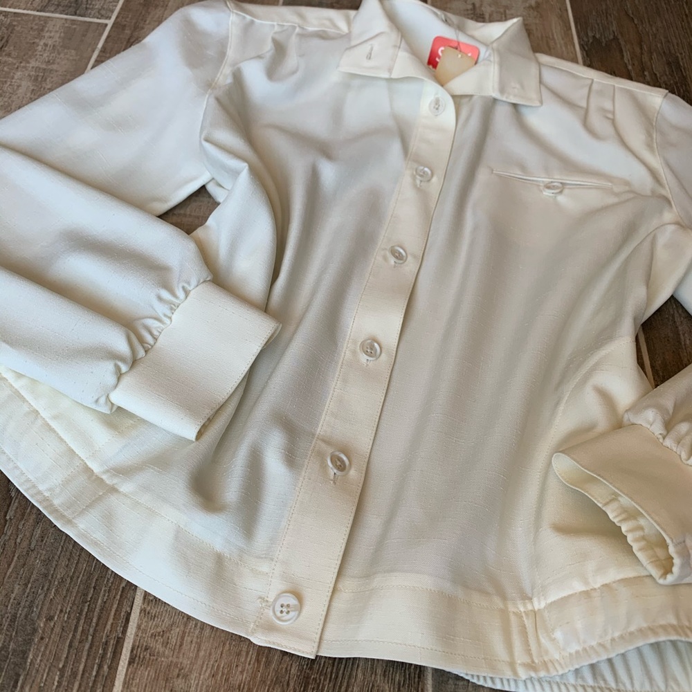 ✨ NWT Vintage 70’s Cream Light Jacket Button Down - Picture 4 of 11